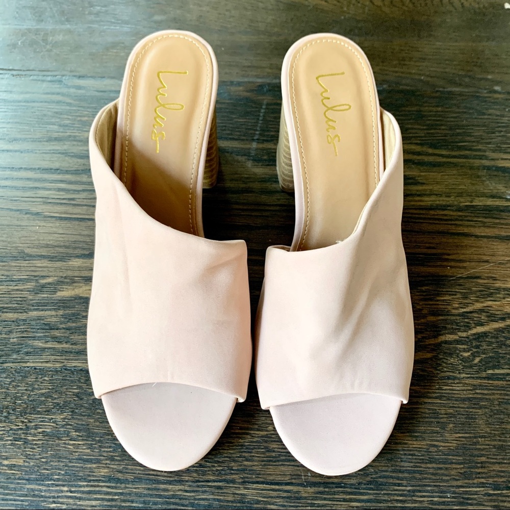 Lulu's Blush Pink Open-Toe Mule Heels